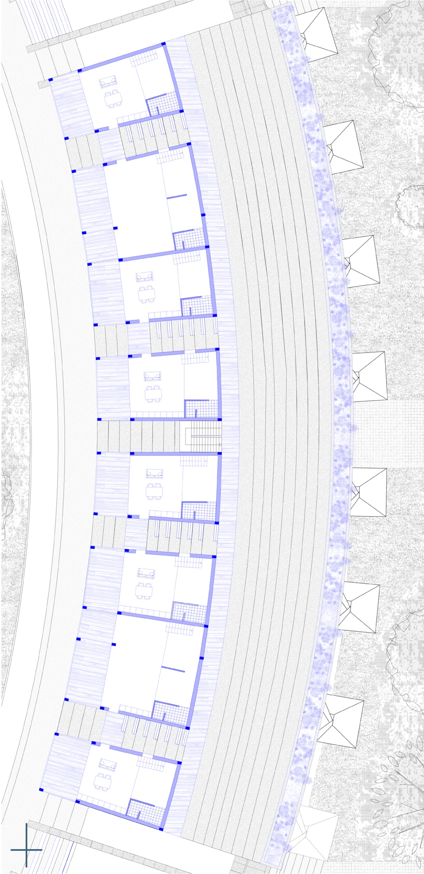 Logements orientés vers le centre de l’anneau.