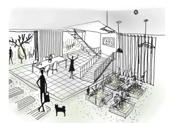 Un intérieur ouvert sur le jardin.